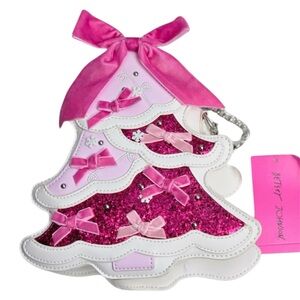 Betsey Johnson XOMERRY Christmas Tree Glitter Sequin Purse Crossbody Handbag NEW